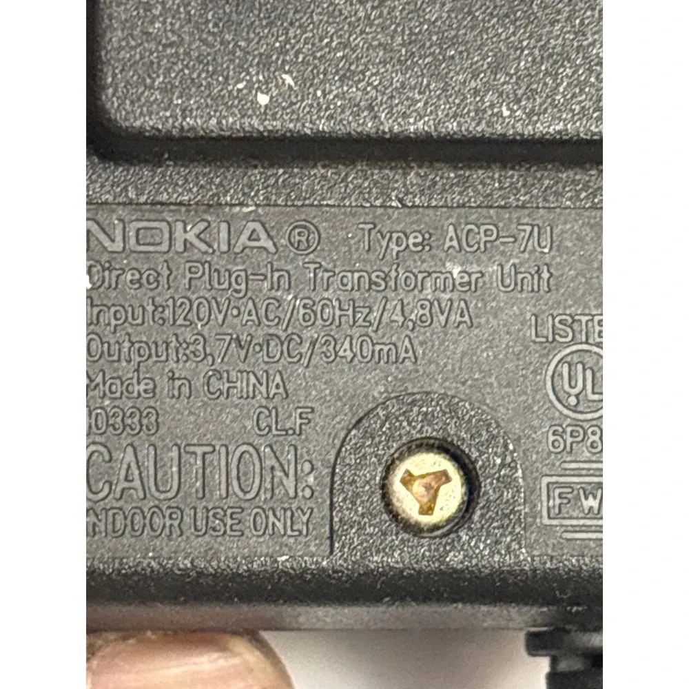 Nokia ACP 7U AC Adapter Direct Plug-in Transformer 120V AC Input 3.7V DC Output